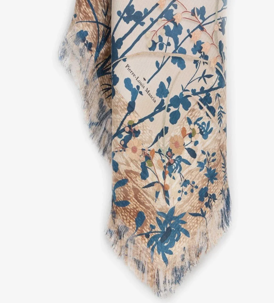 PIERRE-LOUIS MASCIA ALOE SILK 135X195CM SCARF FLORAL SS25